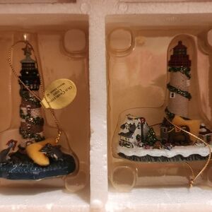 Danbury Mint Nautical Lighthouse Ornament Pair